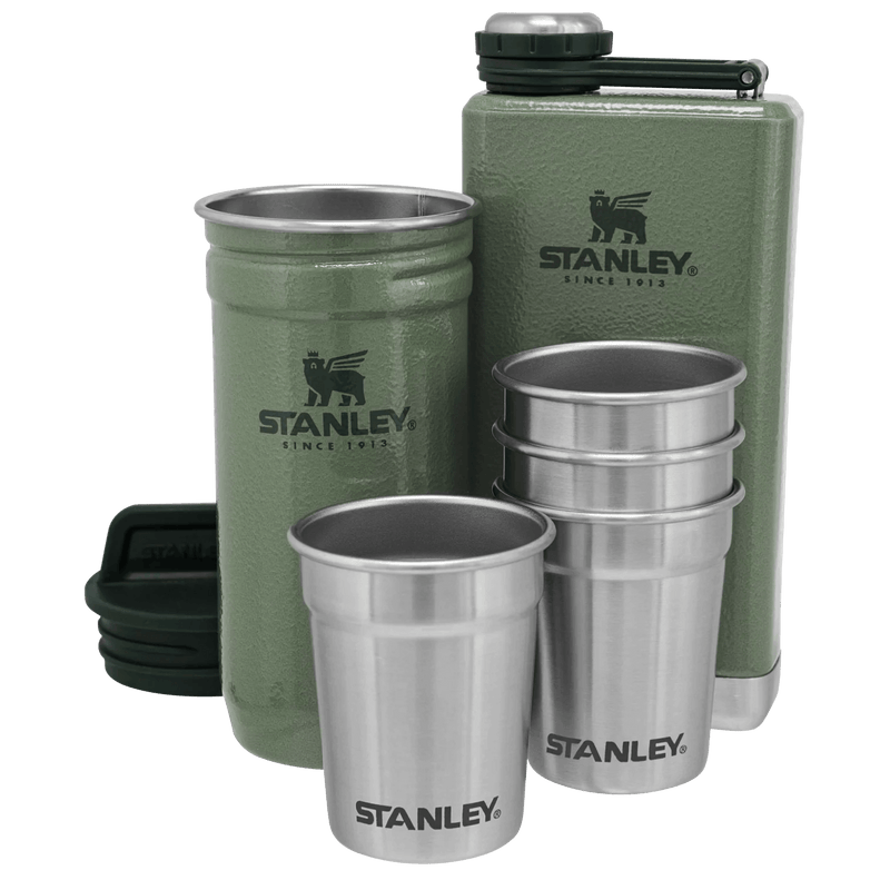 Stanley Classic Pre-Party Shot Glass + Flask Set 0,23L Verde Hammertone