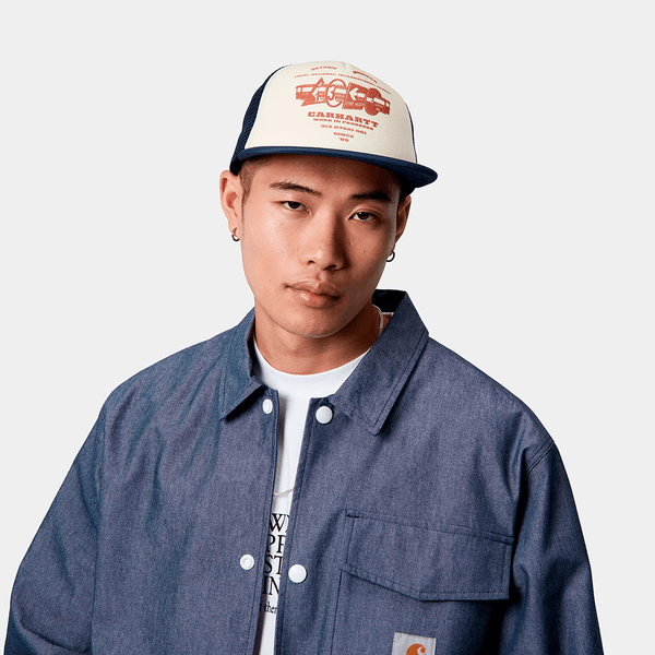 CARHARTT WIP  Runaway Trucker Cap Natural / Blue