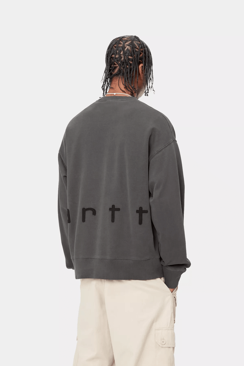 CARHARTT WIP Felt Script Sweat Black/ Black, garment dyed