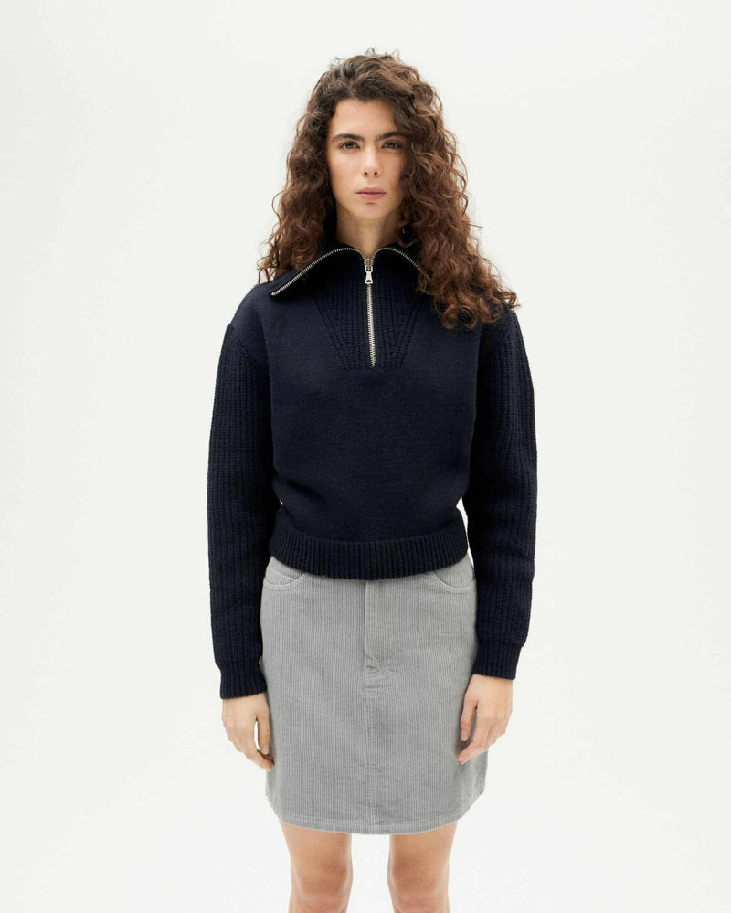 THINKING MU Navy Tanit Knitted Sweater