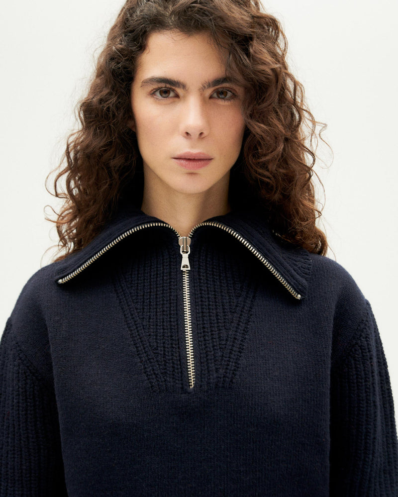 THINKING MU Navy Tanit Knitted Sweater