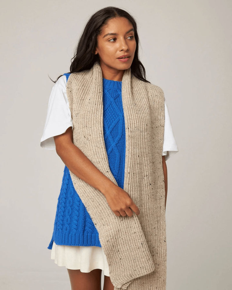 PEREGRINE Merino Wool Porter Ribbed Scarf Oatmeal