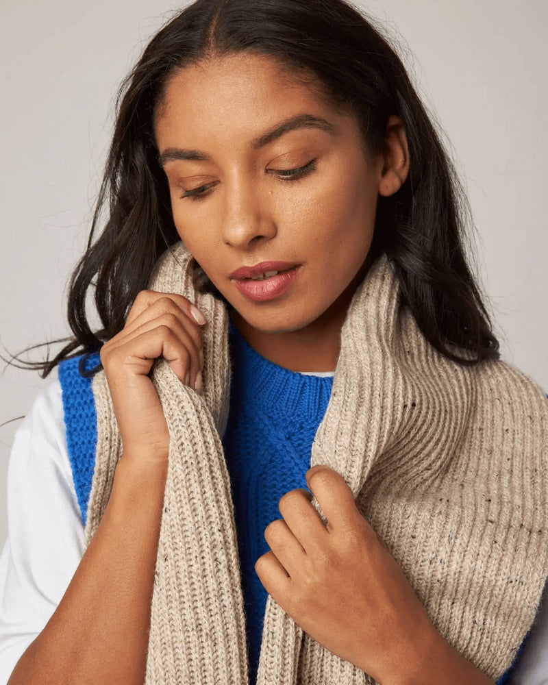 PEREGRINE Merino Wool Porter Ribbed Scarf Oatmeal