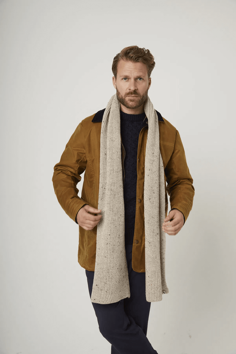 PEREGRINE Merino Wool Porter Ribbed Scarf Oatmeal