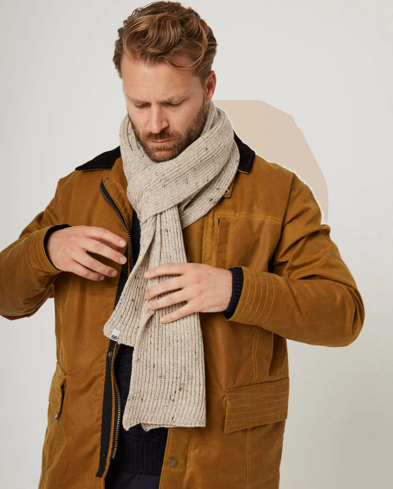 PEREGRINE Merino Wool Porter Ribbed Scarf Oatmeal