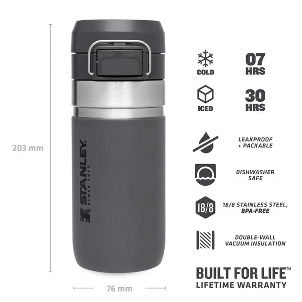 Stanley Quick Flip Water Bottle 0.47L Charcoal