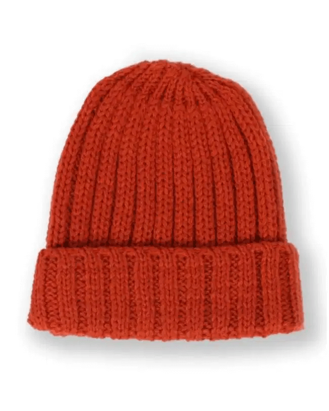 PEREGRINE Merino Wool Milliner Ribbed Beanie Orange