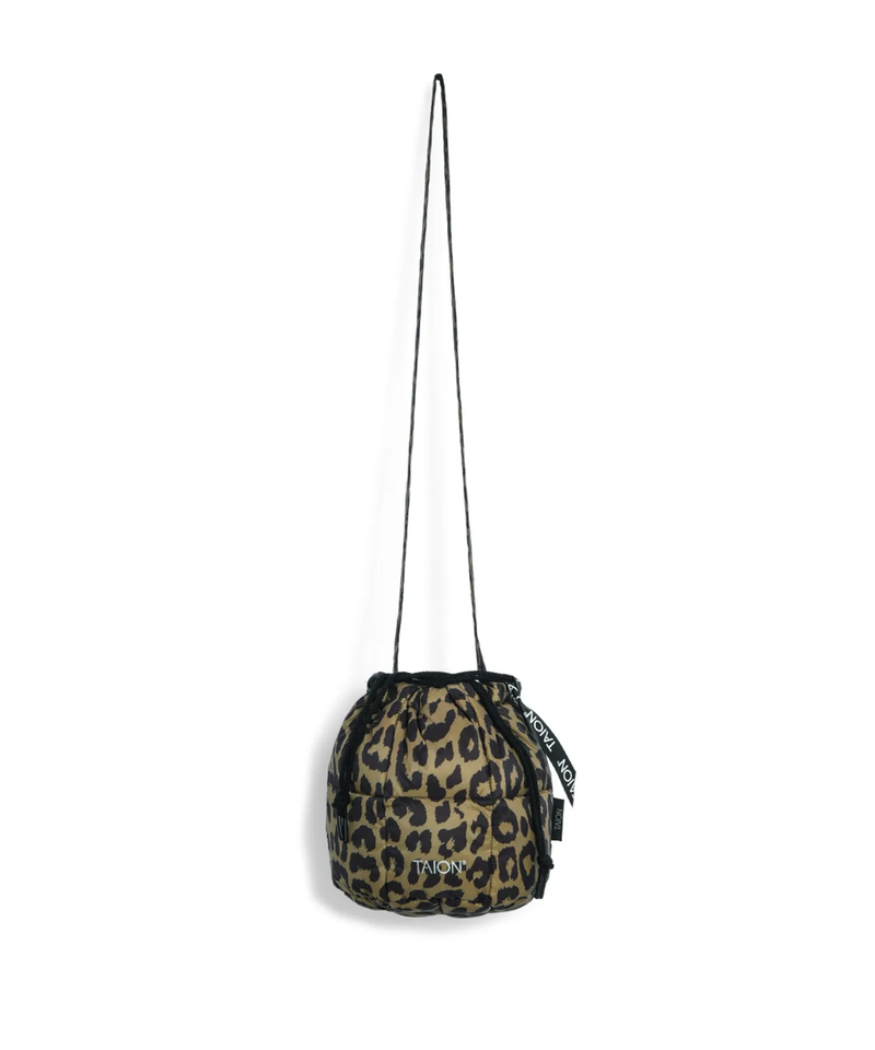 TAION Draw String Down Bag Small  Leopard