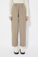 RITA ROW Pomero Long Cotton Pants Blue Check