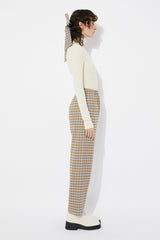 RITA ROW Pomero Long Cotton Pants Blue Check