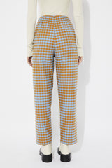 RITA ROW Pomero Long Cotton Pants Blue Check