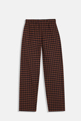 RITA ROW Pomero Long Cotton Pants Brown Check