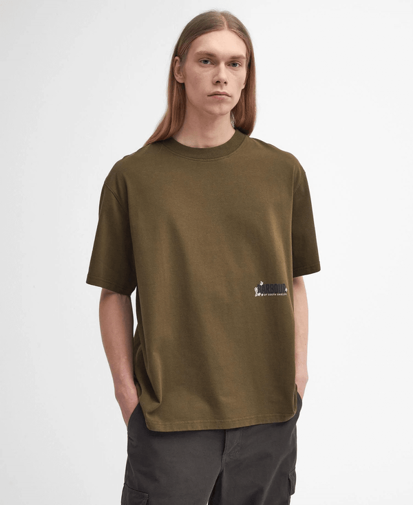 BARBOUR Leonard Oversized Graphic T-Shirt Light Sage