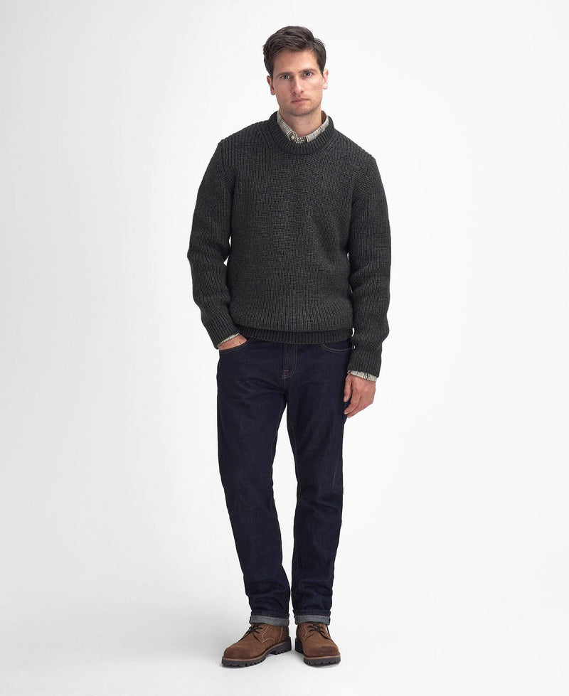 BARBOUR New Tyne Crew Neck Jumper Olive