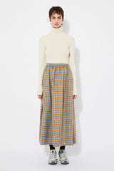 RITA ROW Pedra A-line Midi Skirt Blue Check