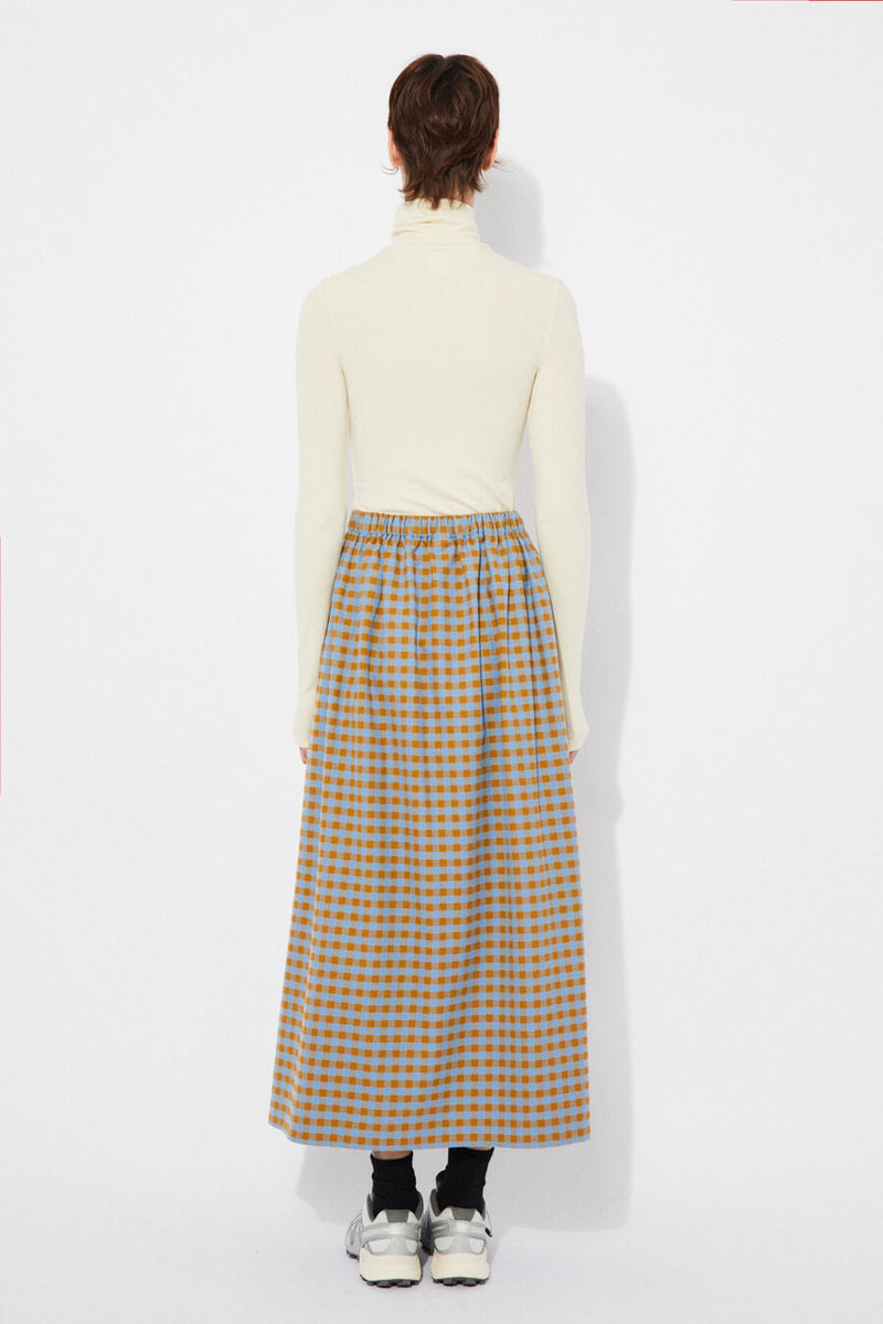 RITA ROW Pedra A-line Midi Skirt Blue Check