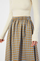 RITA ROW Pedra A-line Midi Skirt Blue Check