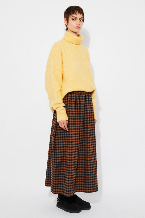 RITA ROW Pedra A-line Midi Skirt Brown Check