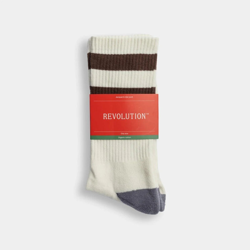 REVOLUTION Calcetines Hombre Jaquard Crew Sock 8906 White