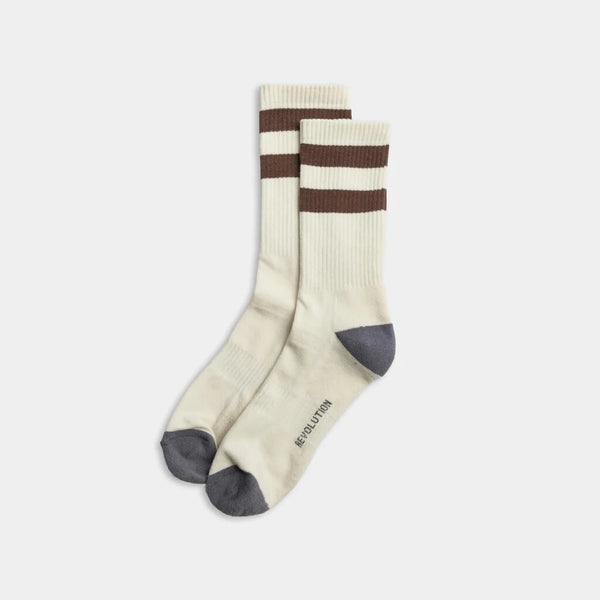 REVOLUTION Calcetines Hombre Jaquard Crew Sock 8906 White