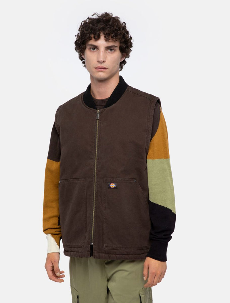 DICKIES Duck Canvas Vest Dark Brown