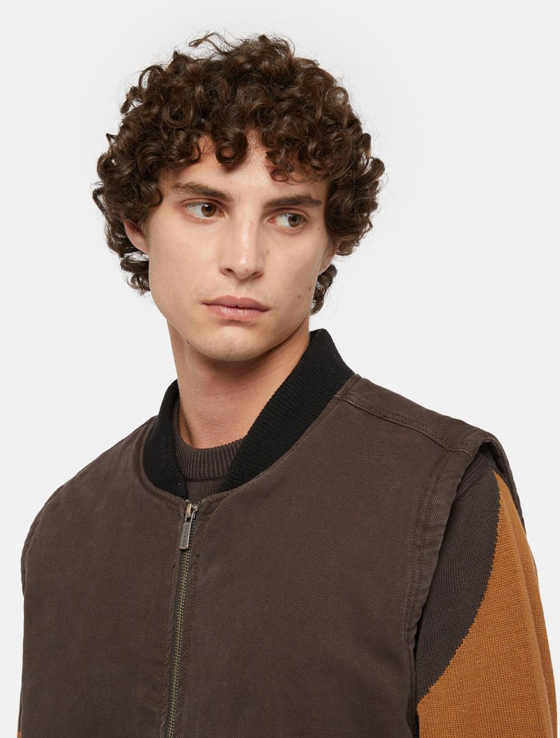 DICKIES Duck Canvas Vest Dark Brown