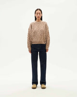 THINKING MU Beige Carmen Knitted Sweater