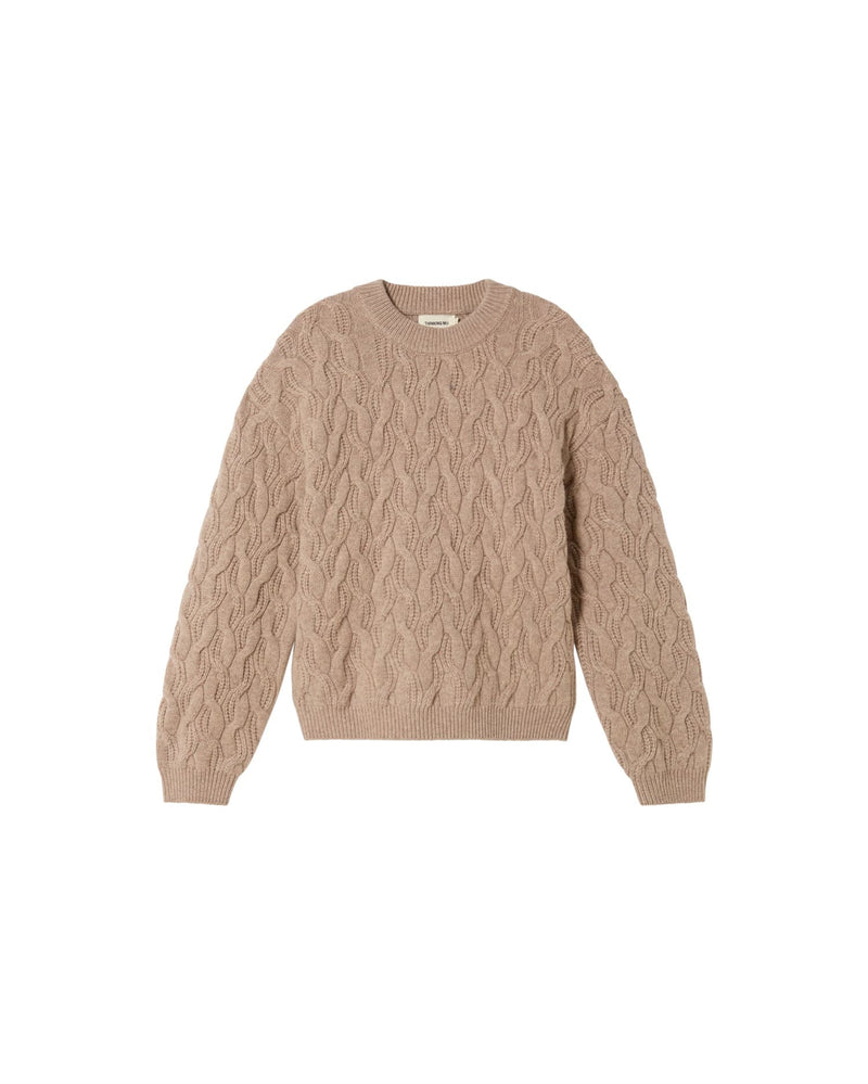 THINKING MU Beige Carmen Knitted Sweater