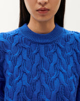 THINKING MU Blue Carmen Knitted Sweater