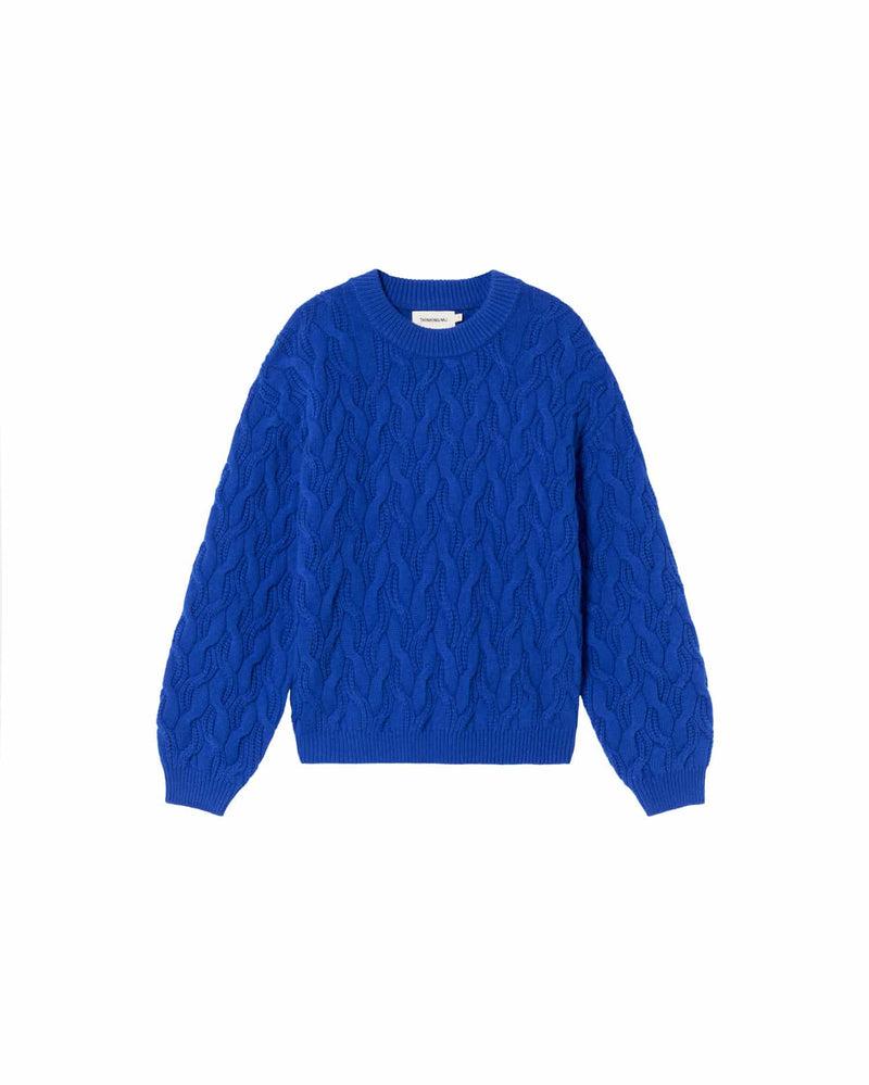 THINKING MU Blue Carmen Knitted Sweater