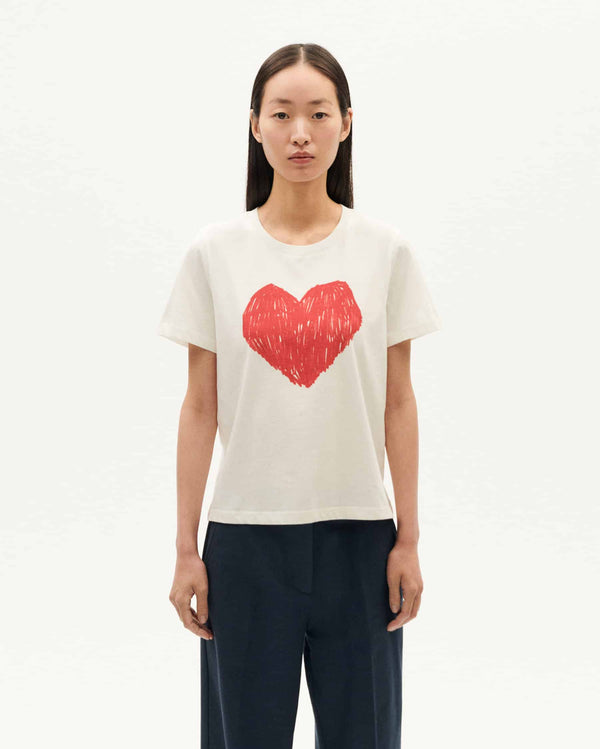 THINKING MU Heart Ida T-Shirt White