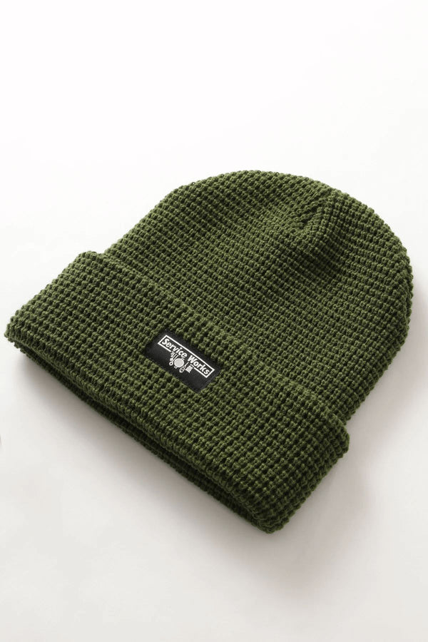 SERVICE WORKS Waffle Logo Beanie Olive