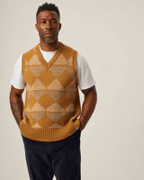 PEREGRINE Men´s Pattern Wool Peak Sweater Vest  Wheat