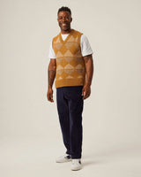 PEREGRINE Men´s Pattern Wool Peak Sweater Vest  Wheat