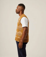 PEREGRINE Men´s Pattern Wool Peak Sweater Vest  Wheat